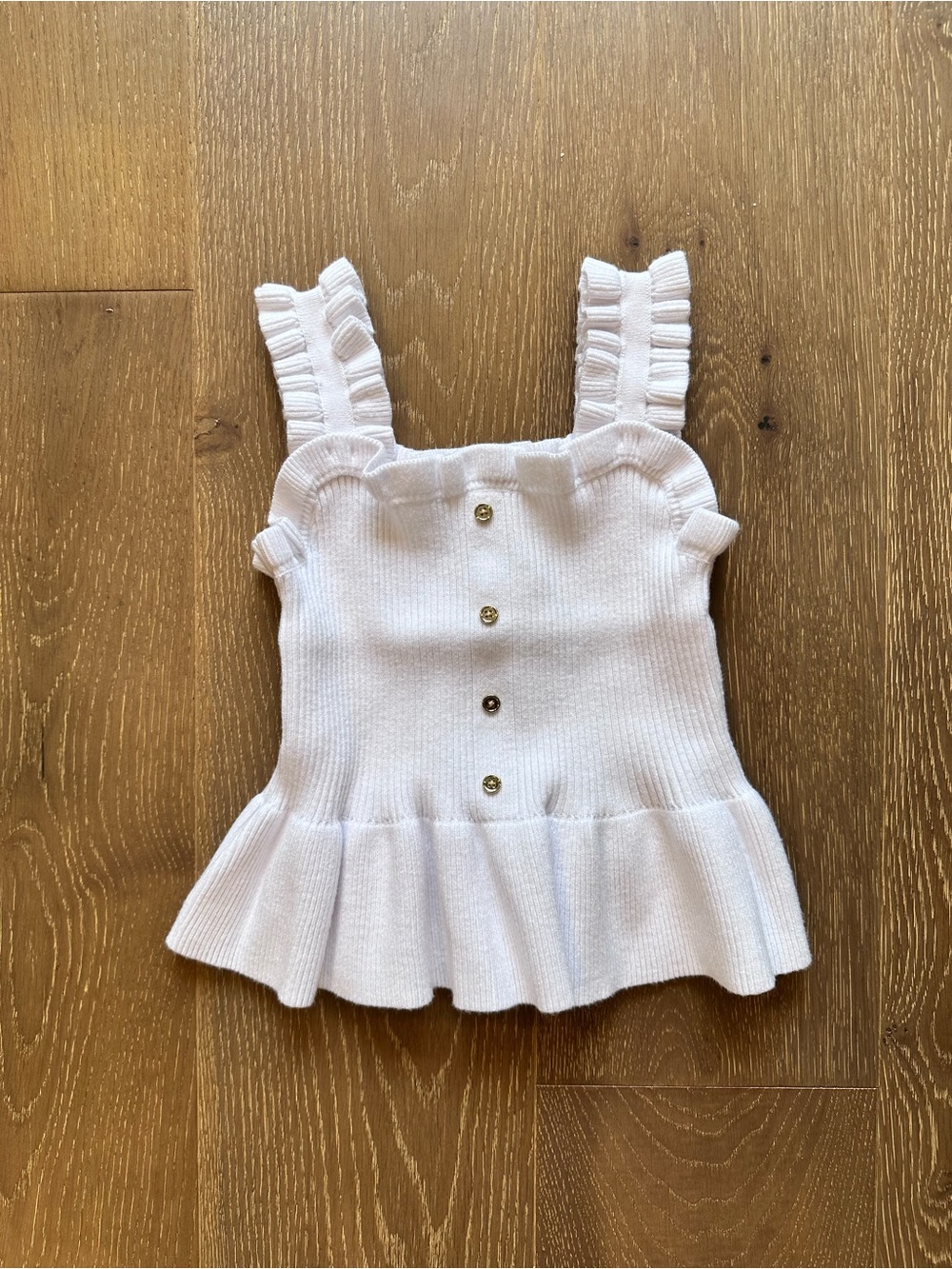 Janie and Jack Girls' White Ruffled Knit Tank Top